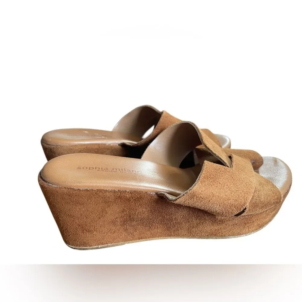 Sophia Milano Suede Wedge Sandals Size 6.5 - Picture 6 of 14